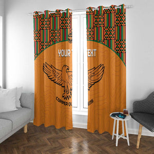 Custom Zambia Football Window Curtain Copper Queens Kente Pattern