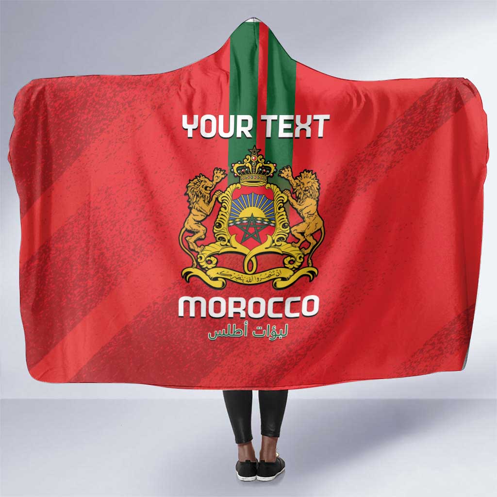 Custom Morocco Football Hooded Blanket Go Lionesses of Atlas