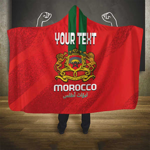 Custom Morocco Football Hooded Blanket Go Lionesses of Atlas