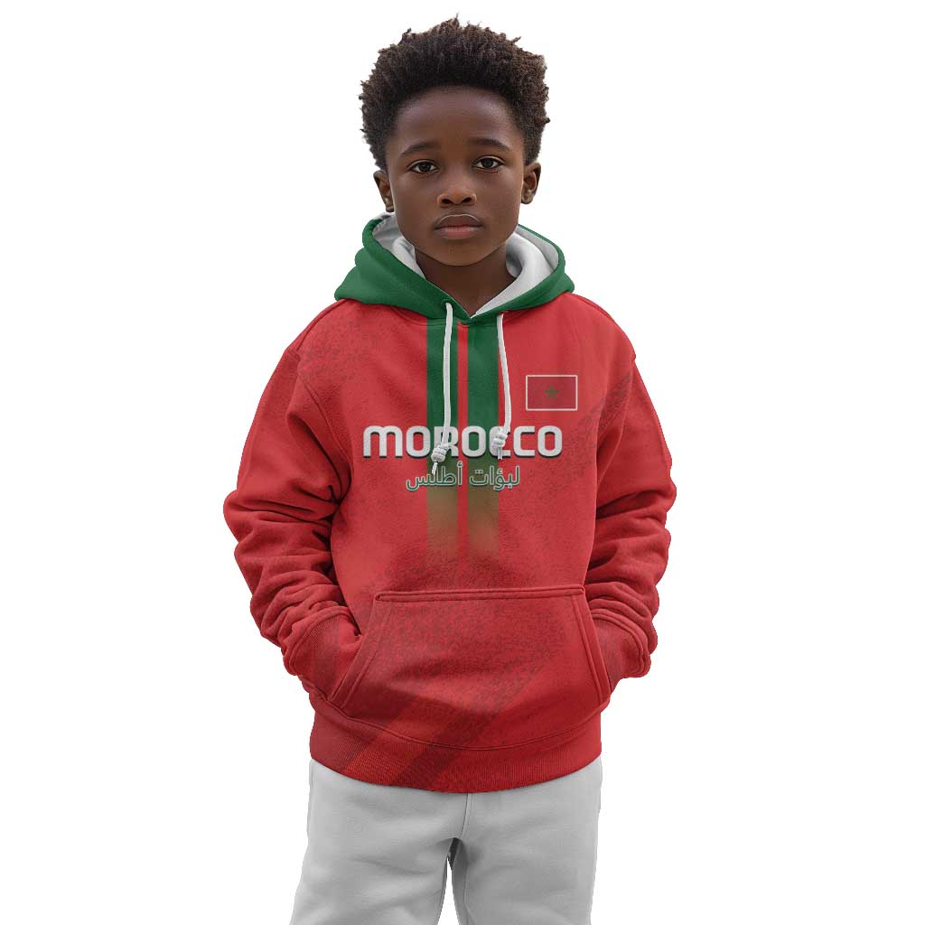 Custom Morocco Football Kid Hoodie Go Lionesses of Atlas