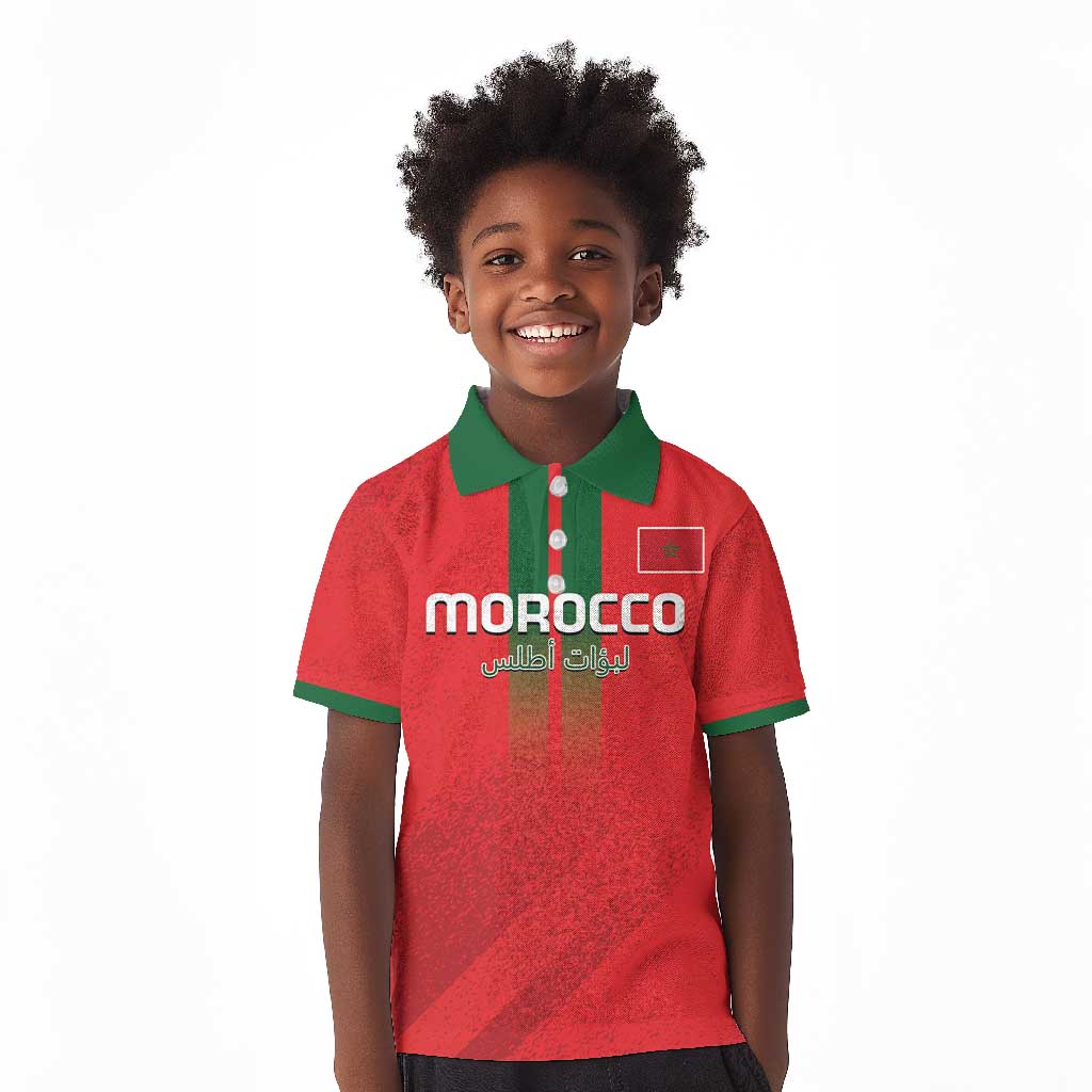 Custom Morocco Football Kid Polo Shirt Go Lionesses of Atlas