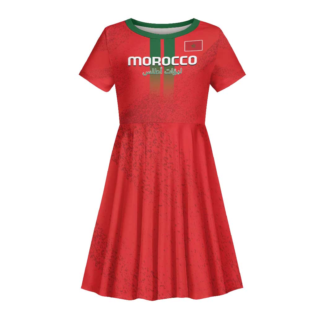 Custom Morocco Football Kid Short Sleeve Dress Go Lionesses of Atlas