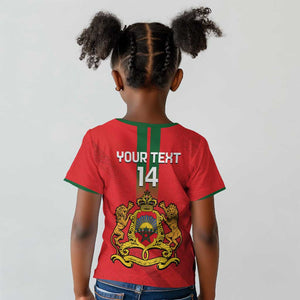 Custom Morocco Football Kid T shirt Go Lionesses of Atlas