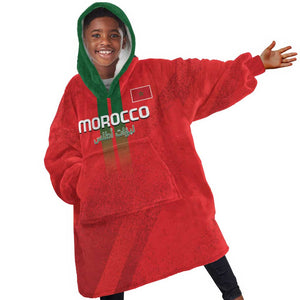 Custom Morocco Football KId Wearable Blanket Hoodie Go Lionesses of Atlas