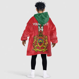 Custom Morocco Football KId Wearable Blanket Hoodie Go Lionesses of Atlas