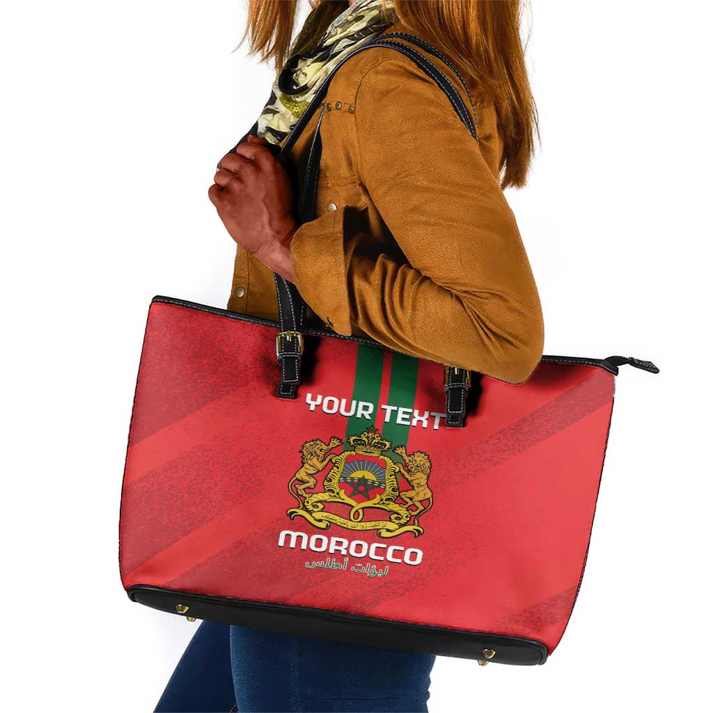 Custom Morocco Football Leather Tote Bag Go Lionesses of Atlas