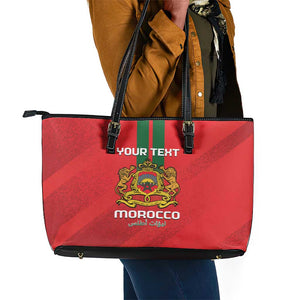 Custom Morocco Football Leather Tote Bag Go Lionesses of Atlas