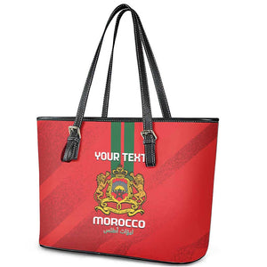 Custom Morocco Football Leather Tote Bag Go Lionesses of Atlas