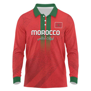 Custom Morocco Football Long Sleeve Polo Shirt Go Lionesses of Atlas