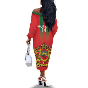 Custom Morocco Football Off The Shoulder Long Sleeve Dress Go Lionesses of Atlas