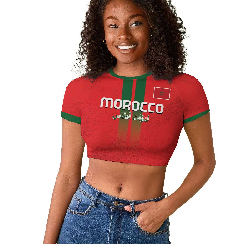 Custom Morocco Football Raglan Cropped T shirt Go Lionesses of Atlas