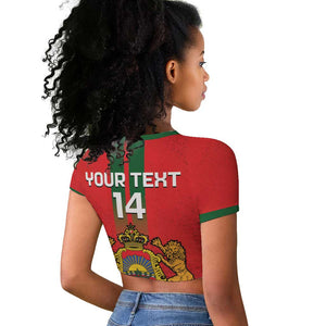 Custom Morocco Football Raglan Cropped T shirt Go Lionesses of Atlas