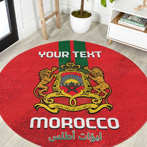 Custom Morocco Football Round Carpet Go Lionesses of Atlas