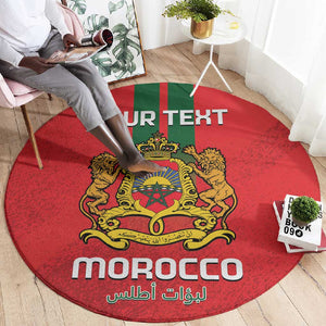 Custom Morocco Football Round Carpet Go Lionesses of Atlas