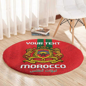 Custom Morocco Football Round Carpet Go Lionesses of Atlas