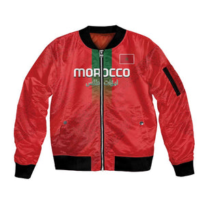 Custom Morocco Football Sleeve Zip Bomber Jacket Go Lionesses of Atlas