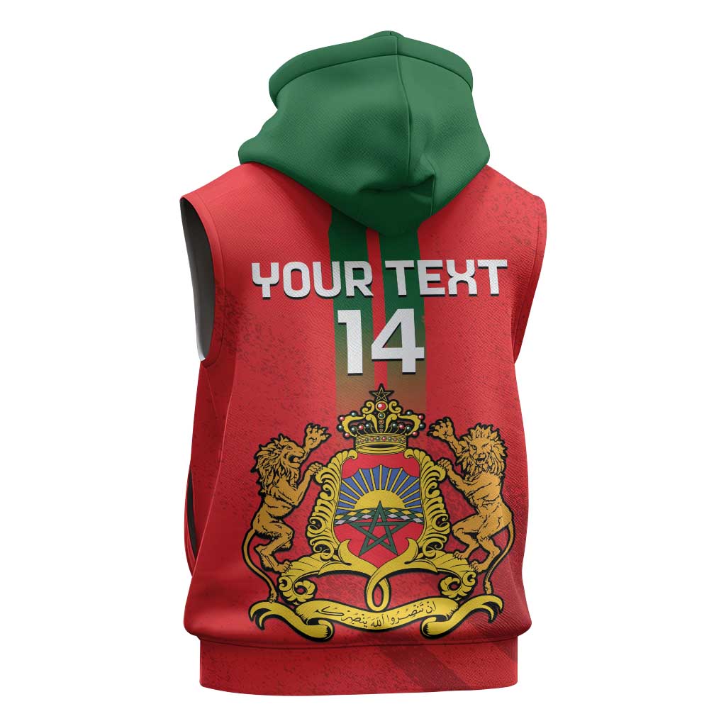 Custom Morocco Football Sleeveless Hoodie Go Lionesses of Atlas - African Pride