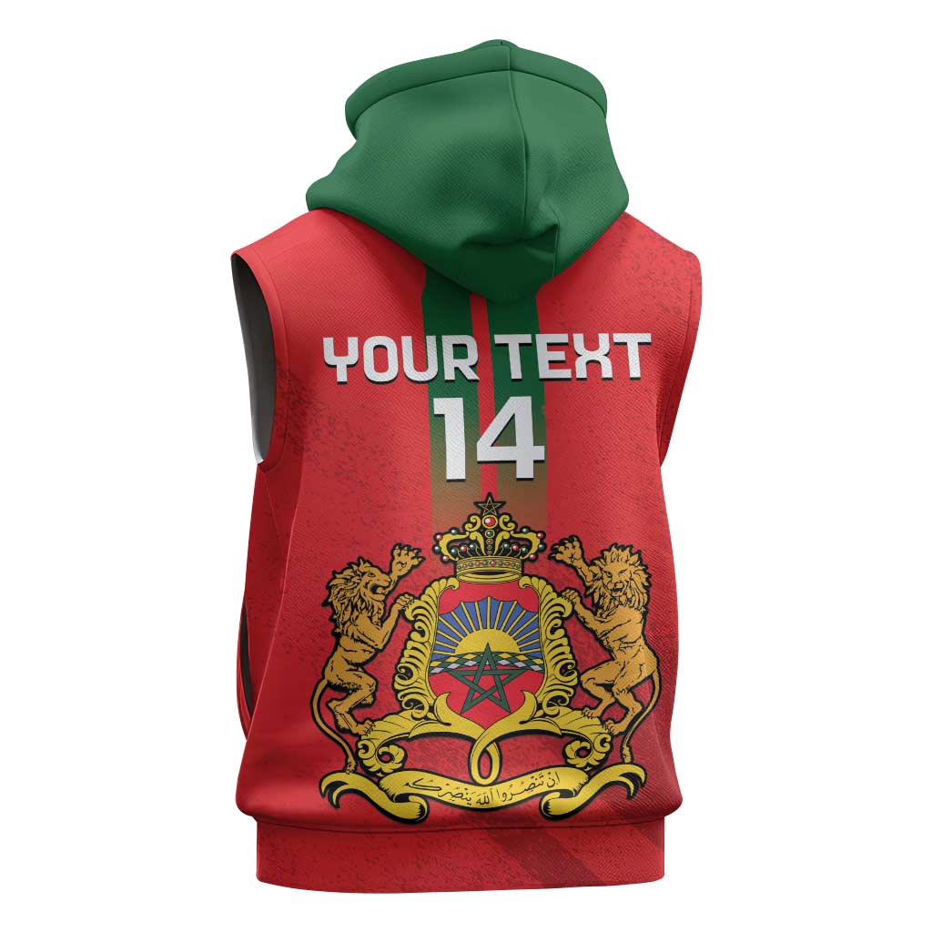 Custom Morocco Football Sleeveless Zip Hoodie Go Lionesses of Atlas - African Pride