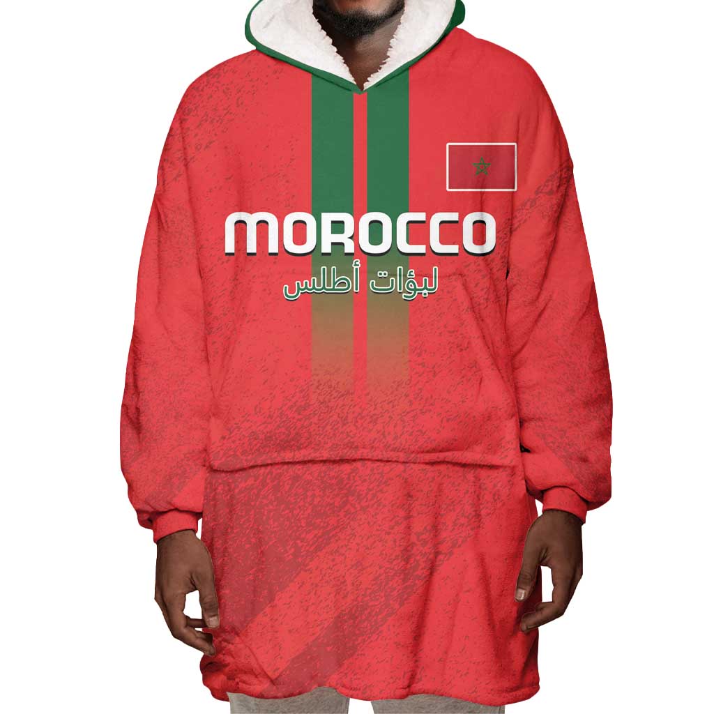 Custom Morocco Football Wearable Blanket Hoodie Go Lionesses of Atlas