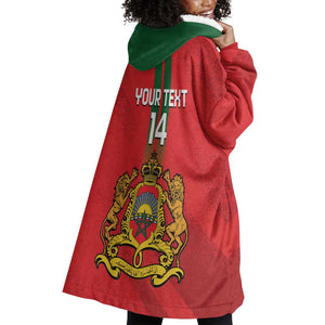 Custom Morocco Football Wearable Blanket Hoodie Go Lionesses of Atlas