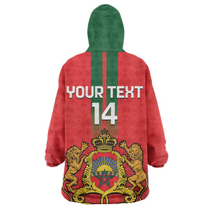 Custom Morocco Football Wearable Blanket Hoodie Go Lionesses of Atlas