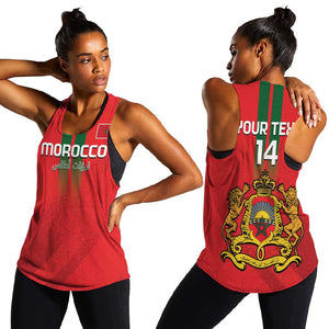 Custom Morocco Football Women Racerback Tank Go Lionesses of Atlas