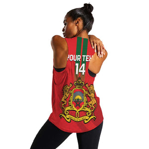 Custom Morocco Football Women Racerback Tank Go Lionesses of Atlas