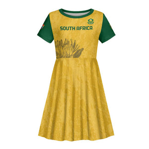 Custom South Africa Soccer Kid Short Sleeve Dress Go Banyana Banyana Proteas