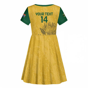 Custom South Africa Soccer Kid Short Sleeve Dress Go Banyana Banyana Proteas