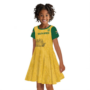 Custom South Africa Soccer Kid Short Sleeve Dress Go Banyana Banyana Proteas