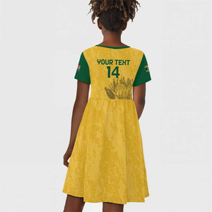 Custom South Africa Soccer Kid Short Sleeve Dress Go Banyana Banyana Proteas