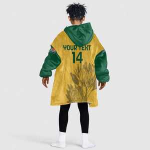 Custom South Africa Soccer KId Wearable Blanket Hoodie Go Banyana Banyana Proteas