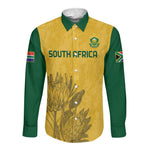 Custom South Africa Soccer Long Sleeve Button Shirt Go Banyana Banyana Proteas