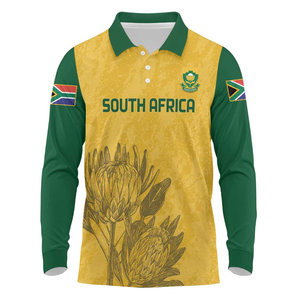 Custom South Africa Soccer Long Sleeve Polo Shirt Go Banyana Banyana Proteas