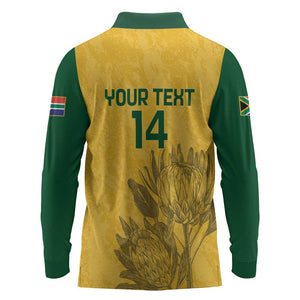 Custom South Africa Soccer Long Sleeve Polo Shirt Go Banyana Banyana Proteas