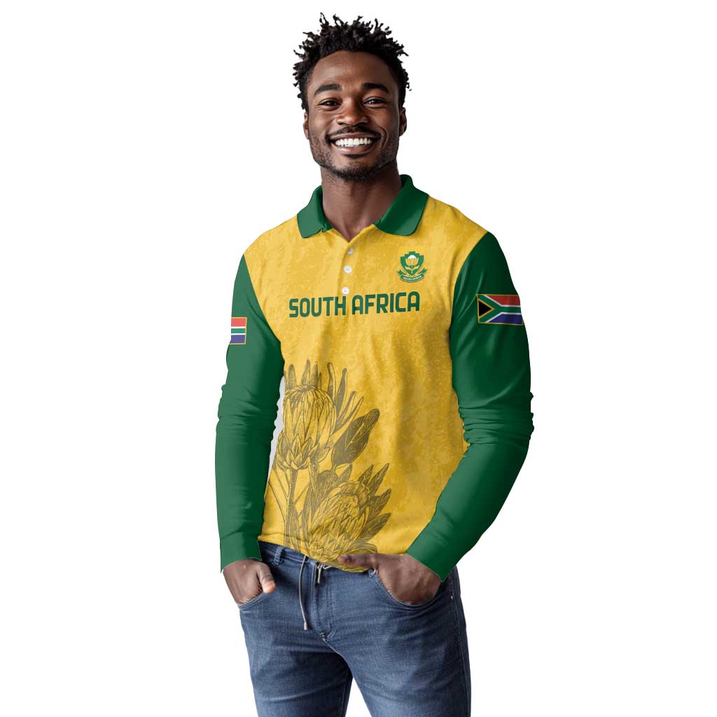 Custom South Africa Soccer Long Sleeve Polo Shirt Go Banyana Banyana Proteas