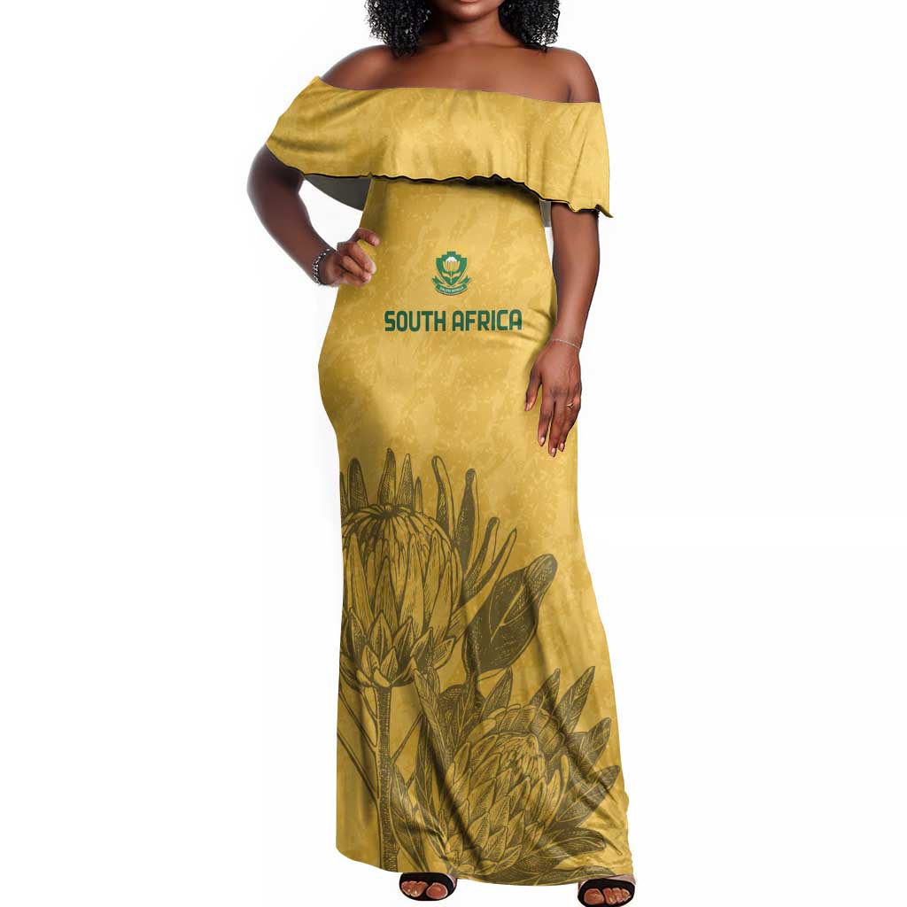 Custom South Africa Soccer Off Shoulder Maxi Dress Go Banyana Banyana Proteas