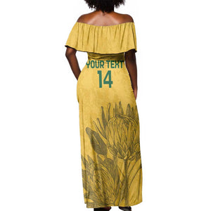 Custom South Africa Soccer Off Shoulder Maxi Dress Go Banyana Banyana Proteas