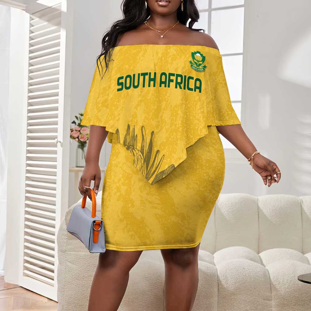 Custom South Africa Soccer Off Shoulder Short Dress Go Banyana Banyana Proteas LT14