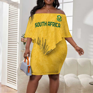 Custom South Africa Soccer Off Shoulder Short Dress Go Banyana Banyana Proteas LT14