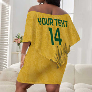 Custom South Africa Soccer Off Shoulder Short Dress Go Banyana Banyana Proteas LT14