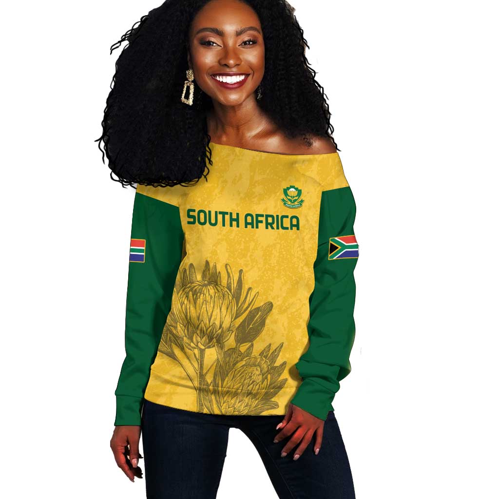 Custom South Africa Soccer Off Shoulder Sweater Go Banyana Banyana Proteas