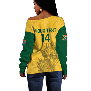 Custom South Africa Soccer Off Shoulder Sweater Go Banyana Banyana Proteas