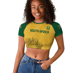 Custom South Africa Soccer Raglan Cropped T shirt Go Banyana Banyana Proteas