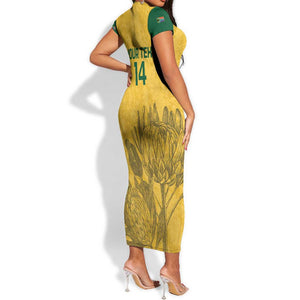 Custom South Africa Soccer Short Sleeve Bodycon Dress Go Banyana Banyana Proteas