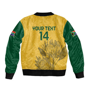 Custom South Africa Soccer Sleeve Zip Bomber Jacket Go Banyana Banyana Proteas