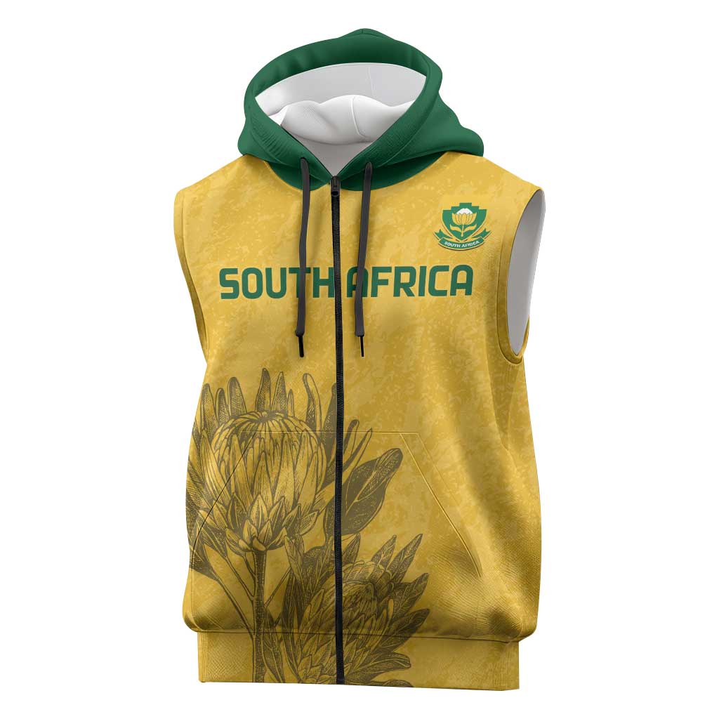 Custom South Africa Soccer Sleeveless Zip Hoodie Go Banyana Banyana Proteas - African Pride