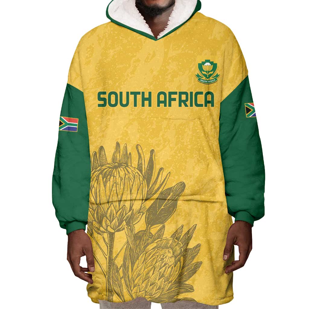 Custom South Africa Soccer Wearable Blanket Hoodie Go Banyana Banyana Proteas