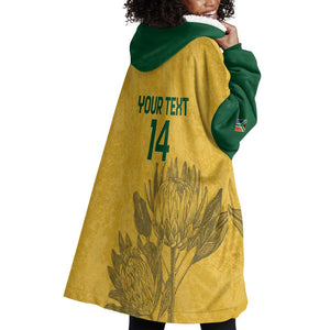 Custom South Africa Soccer Wearable Blanket Hoodie Go Banyana Banyana Proteas