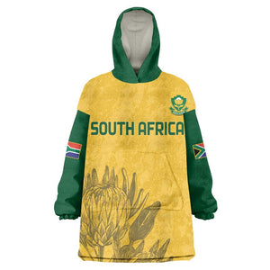 Custom South Africa Soccer Wearable Blanket Hoodie Go Banyana Banyana Proteas